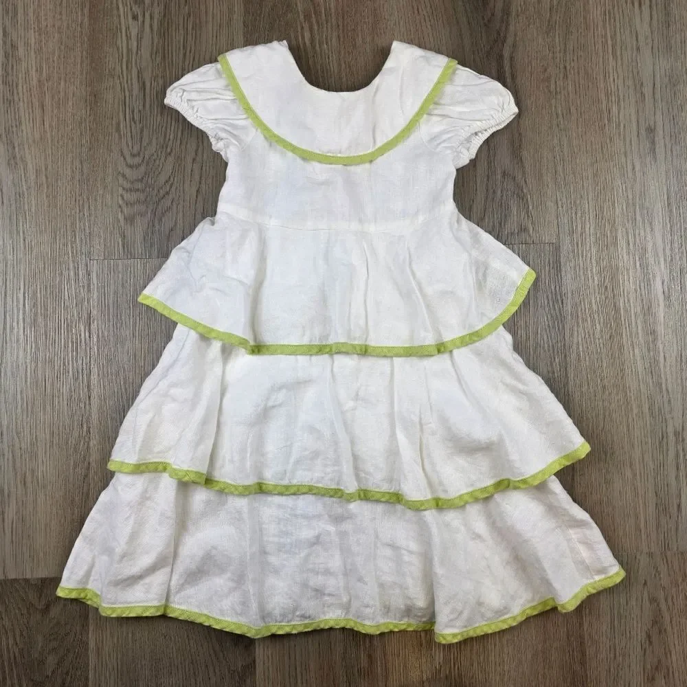 Jack & Teddy 100% Linen Ruffle Dress Size 4